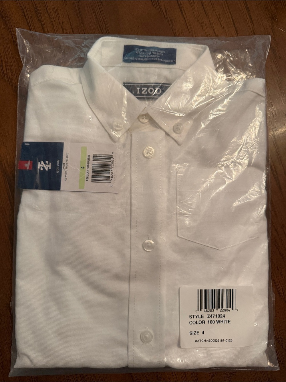 Izod Boy’s White Button-Down Dress Shirt with Chest Pocket